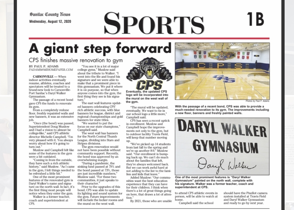 New Gym Floor News Article