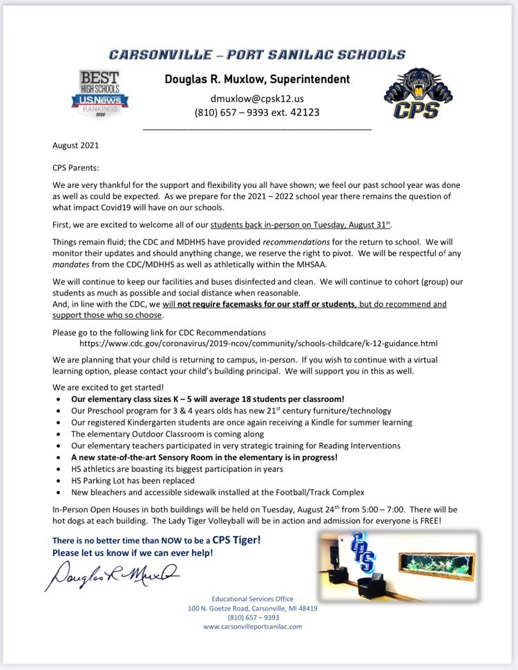 Return to School Update