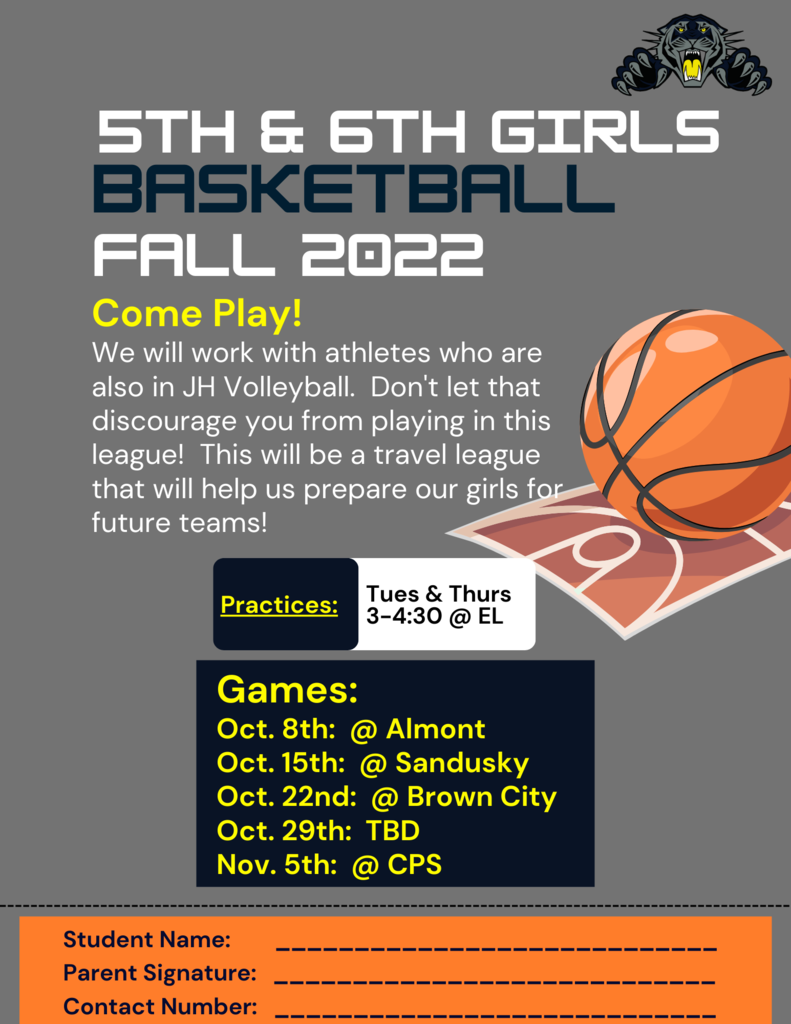 5th & 6th Grade Girls' Basketball Flyer