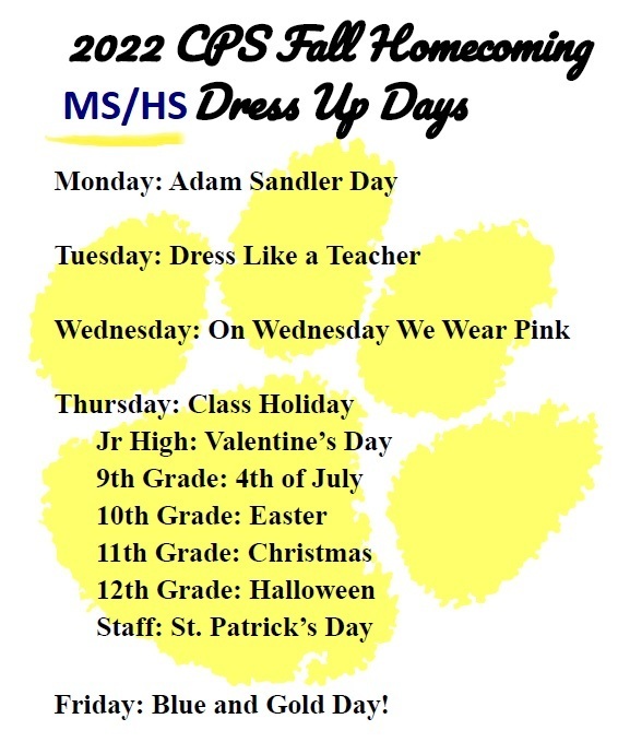MS/HS Dress Up Days