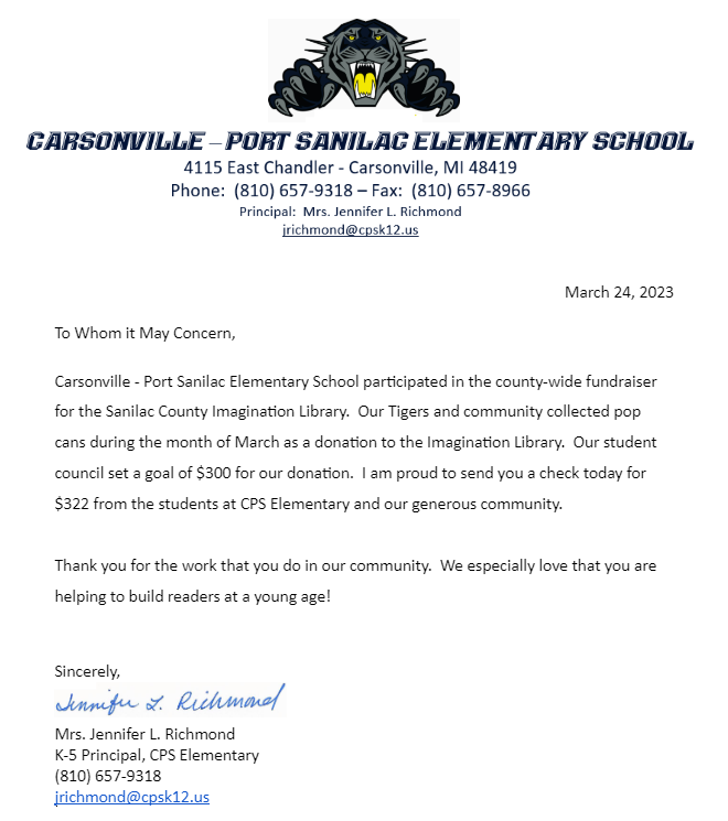 Donation Letter